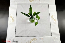  Christmas square table cloth - Angle embroidery (size 90cm)